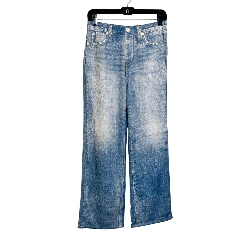 Mila Rosabella Denim Print Sweatpants Size M Blue‎ Wide Leg Pull On